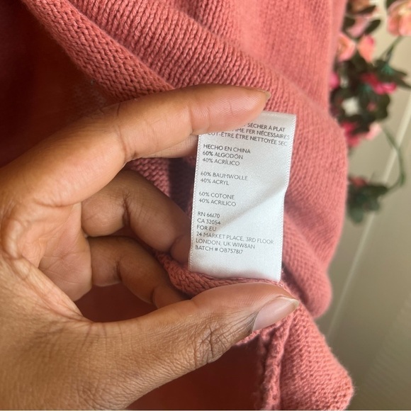 🌹Urban Outfitters Pink Sweater Tie Detail Blouse Womens Small Mauve - Picture 7 of 8